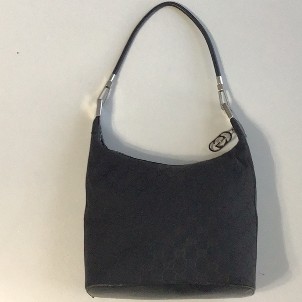 GUGGI VINTAGE CANVAS MEDIUM SHOULDER BAG